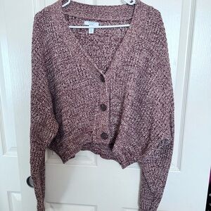 Nine West Maroon Sweater Cardigan